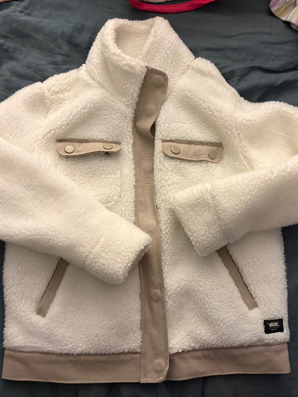 EUC Vans Cozy fleece jacket in off white, x-small.